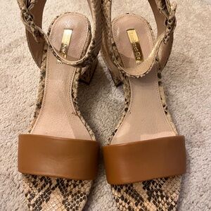Louise et Cie Tan and Snake Print Women's Sandals